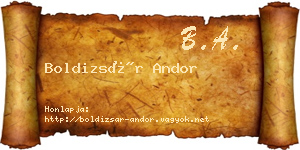 Boldizsár Andor névjegykártya